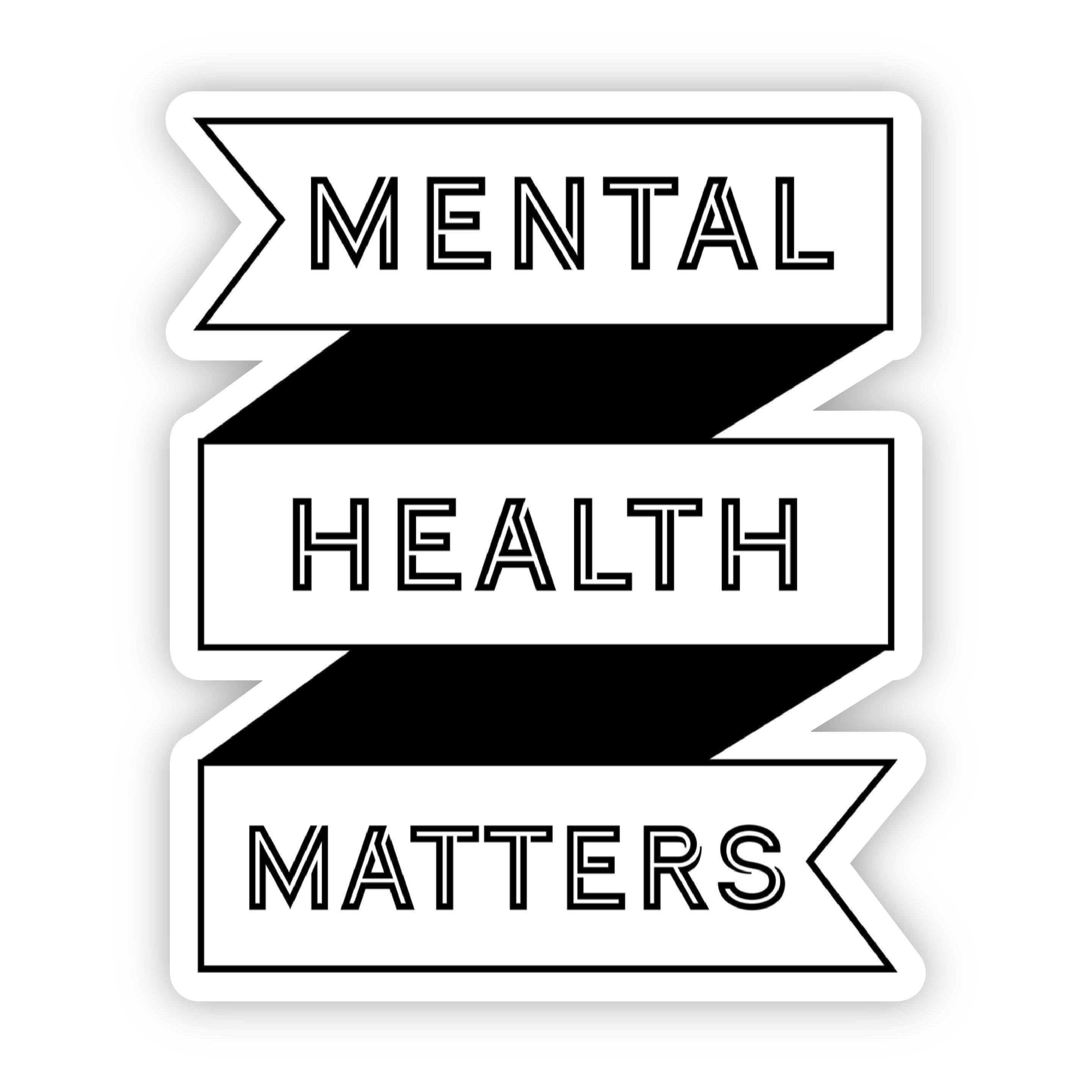  Mental Health Matters Black Banner Sticker、mySite、elrpsem3k