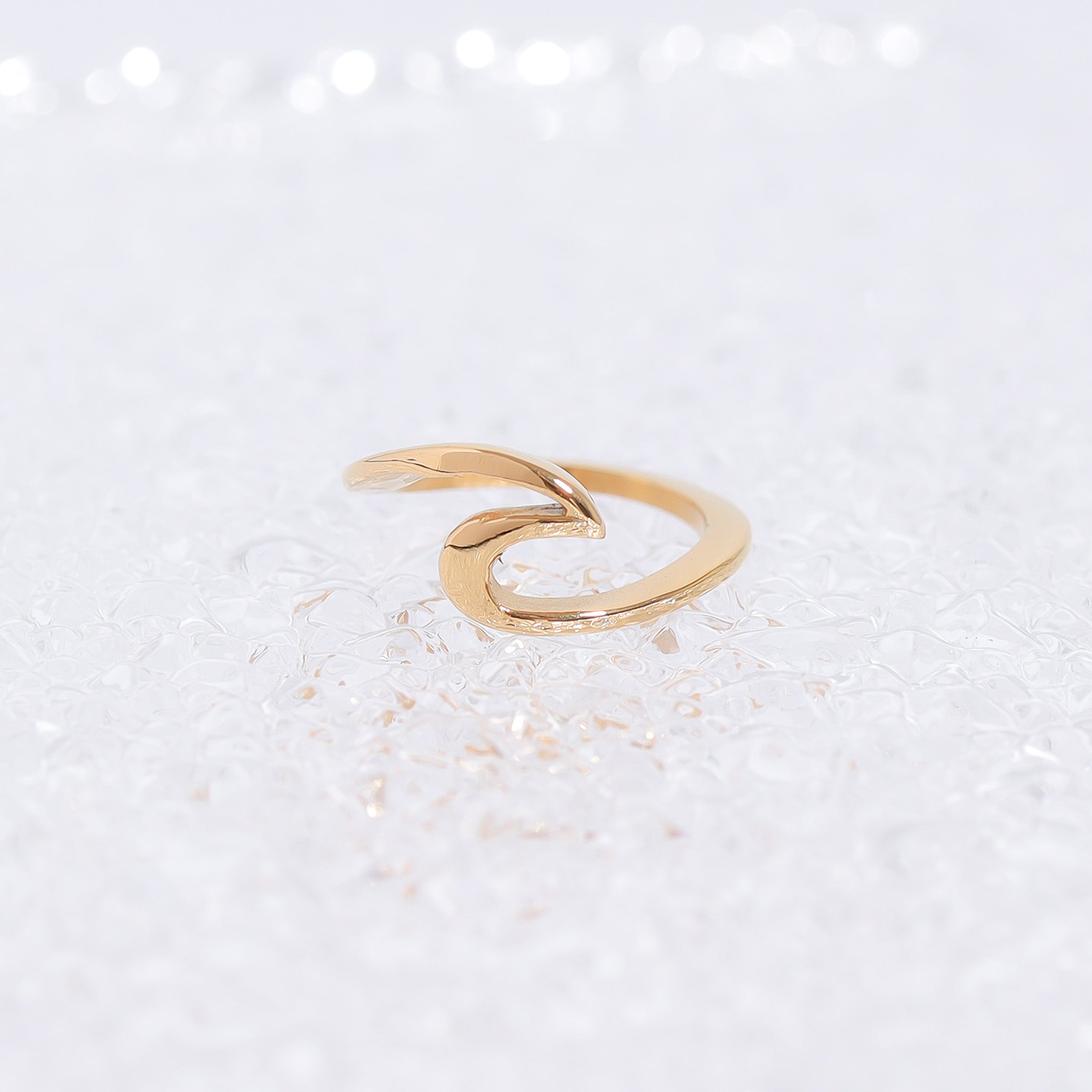 Stainless Steel 18K Gold PVD Coated Wave Ring / SCR4122、mySite、dreamappss