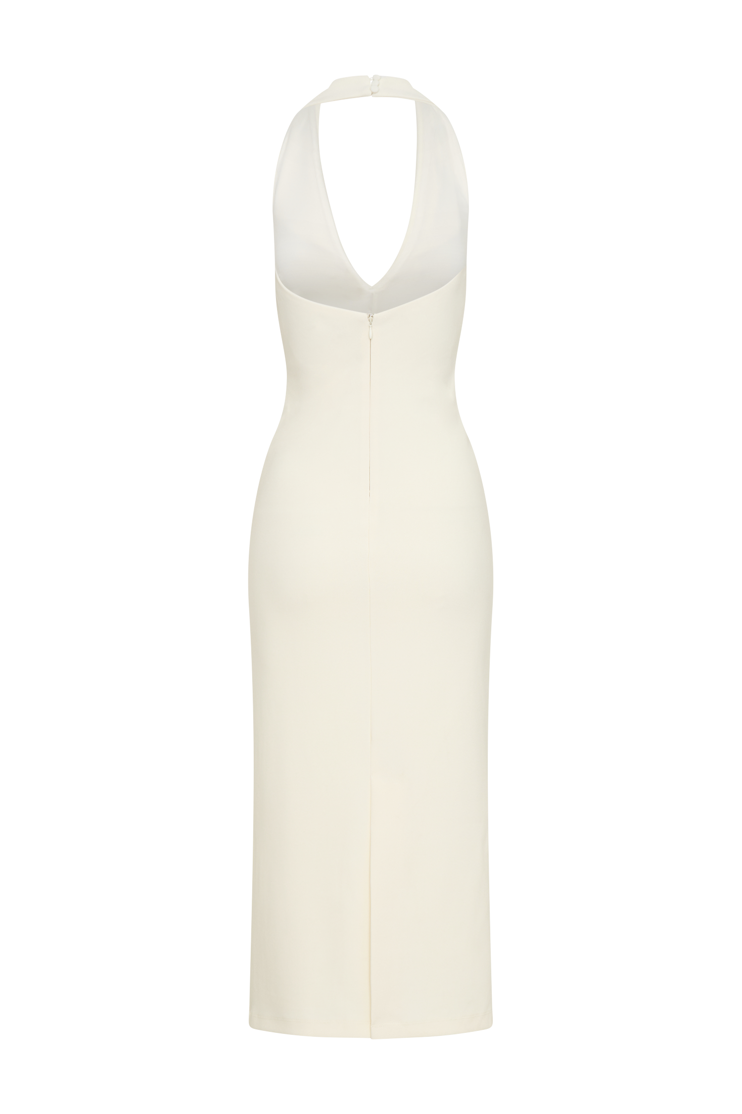 Annita Crepe Halter Midi Dress - Ivory、mySite、solidvoid