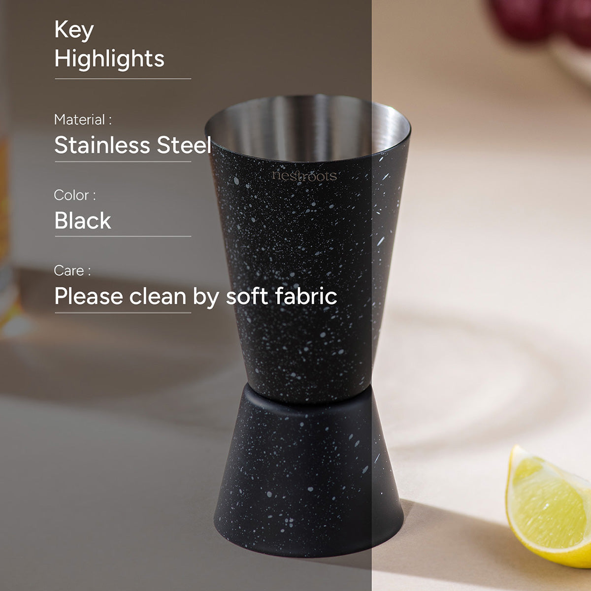 Stainless Steel Peg Measurer | Dual Sided | Black | 25 & 50 ml、mySite、camillekostekn