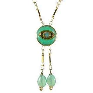 Michal Golan Jade and Gold Evil Eye Round Pendant Necklace With Drop Beads、mySite、topwebapps