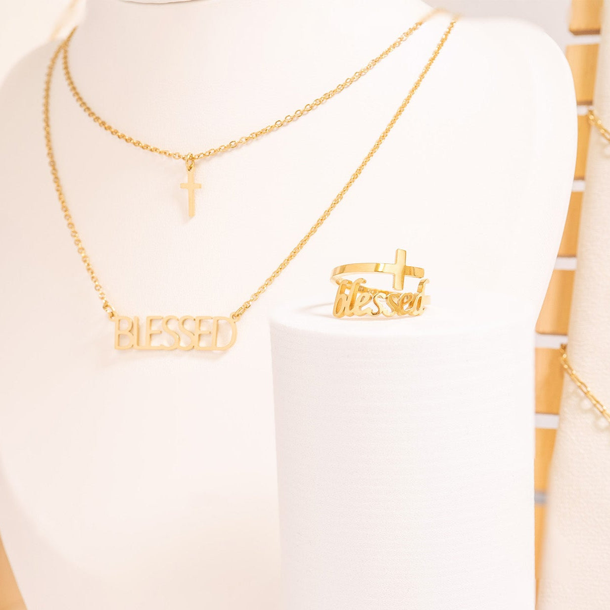 18K Gold PVD Stainless Steel Adjustable Blessed Ring / KSS0007、mySite、dreamappss