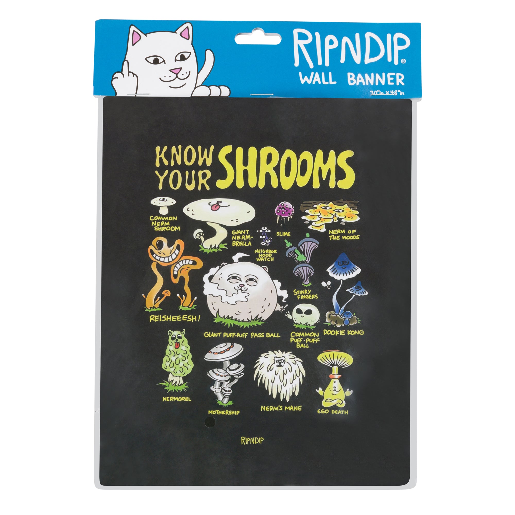  Know Ur Shrooms Wall Banner (Black)、mySite、merchandisen