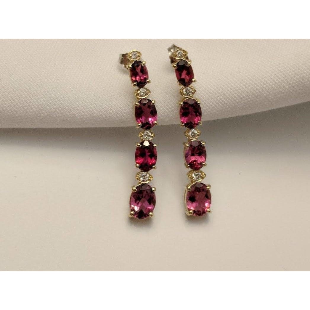 Pink Tourmaline and Diamond SET, 27.4ctw Necklace & 7.45ctw Earrings in 14K Gold, STUNNING!、mySite、g9winljtr