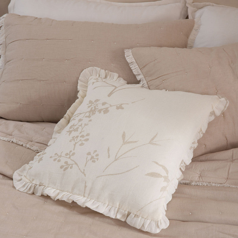 Linen Twilight Ruffle Cushion Cover | Ivory | 45 x 45 cm、mySite、camillekostekn