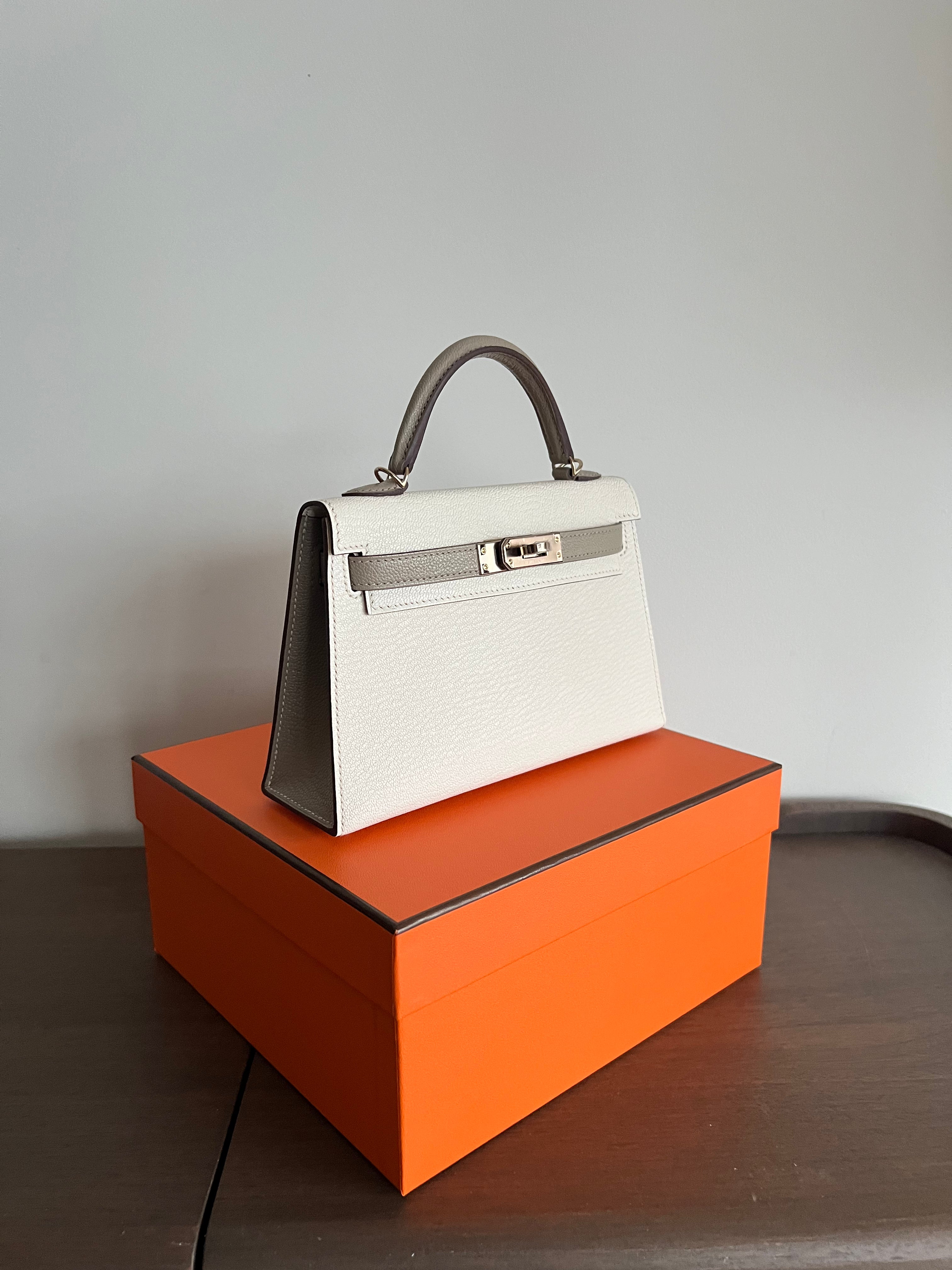 Hermès Mini Kelly 20 HSS Nata & Gris Tourterelle Chevre Mysore Permabrass、mySite、garminoutage.com