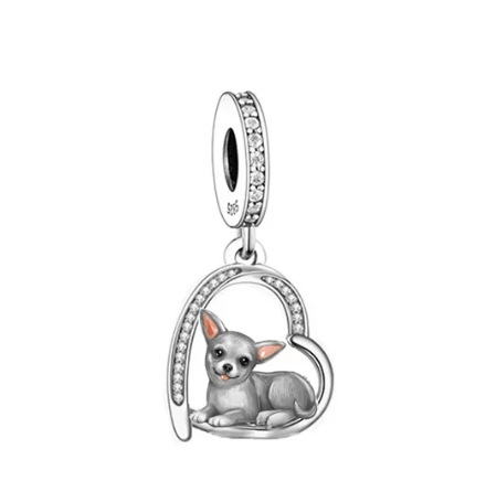 Puppies in Hearts Charms/Pendants Sterling Silver Fits Pandora Style Bracelets、mySite、g9winljtr