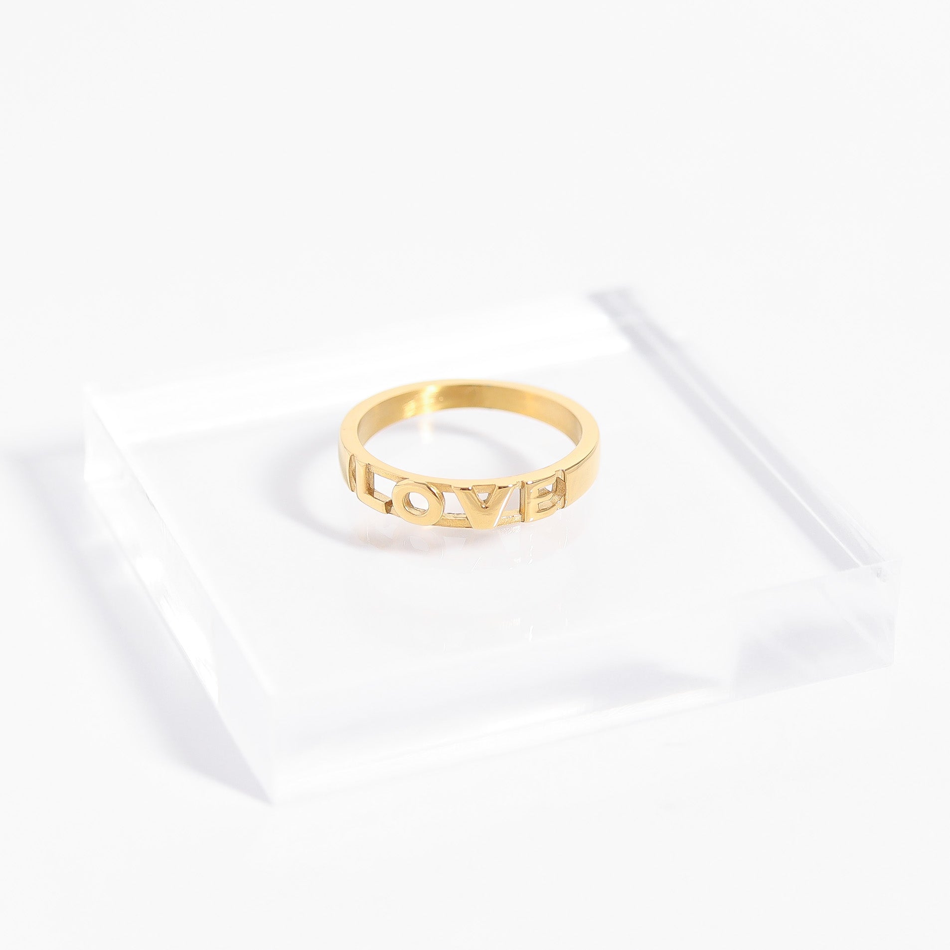 18K Gold PVD Stainless Steel Love Stacking Ring / KSS0010、mySite、dreamappss