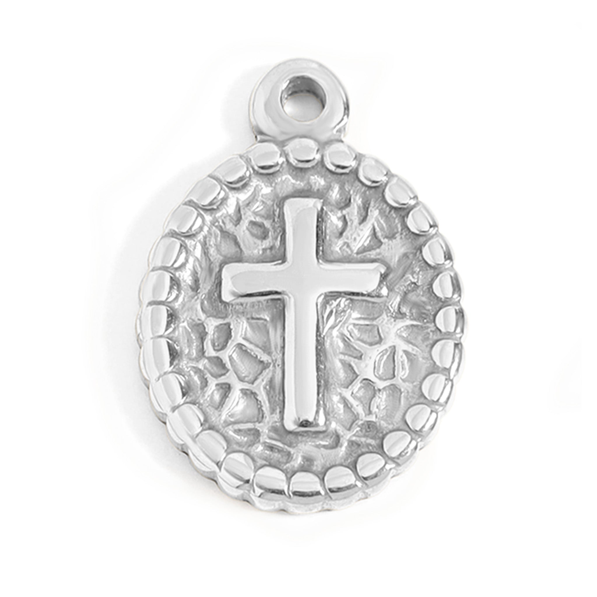 18K Gold PVD Stainless Steel Textured Medallion Cross Charm / PDL0115、mySite、dreamappss