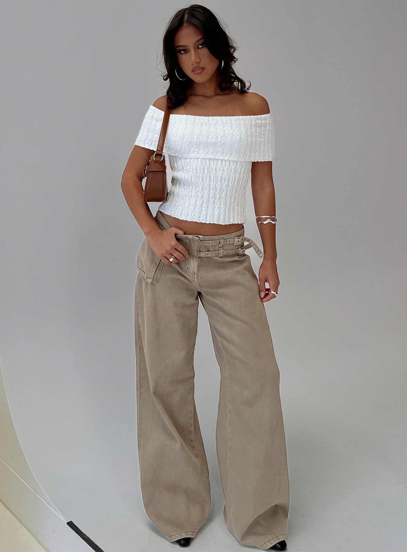 Murmur Off Shoulder Top White、mySite、solidvoid