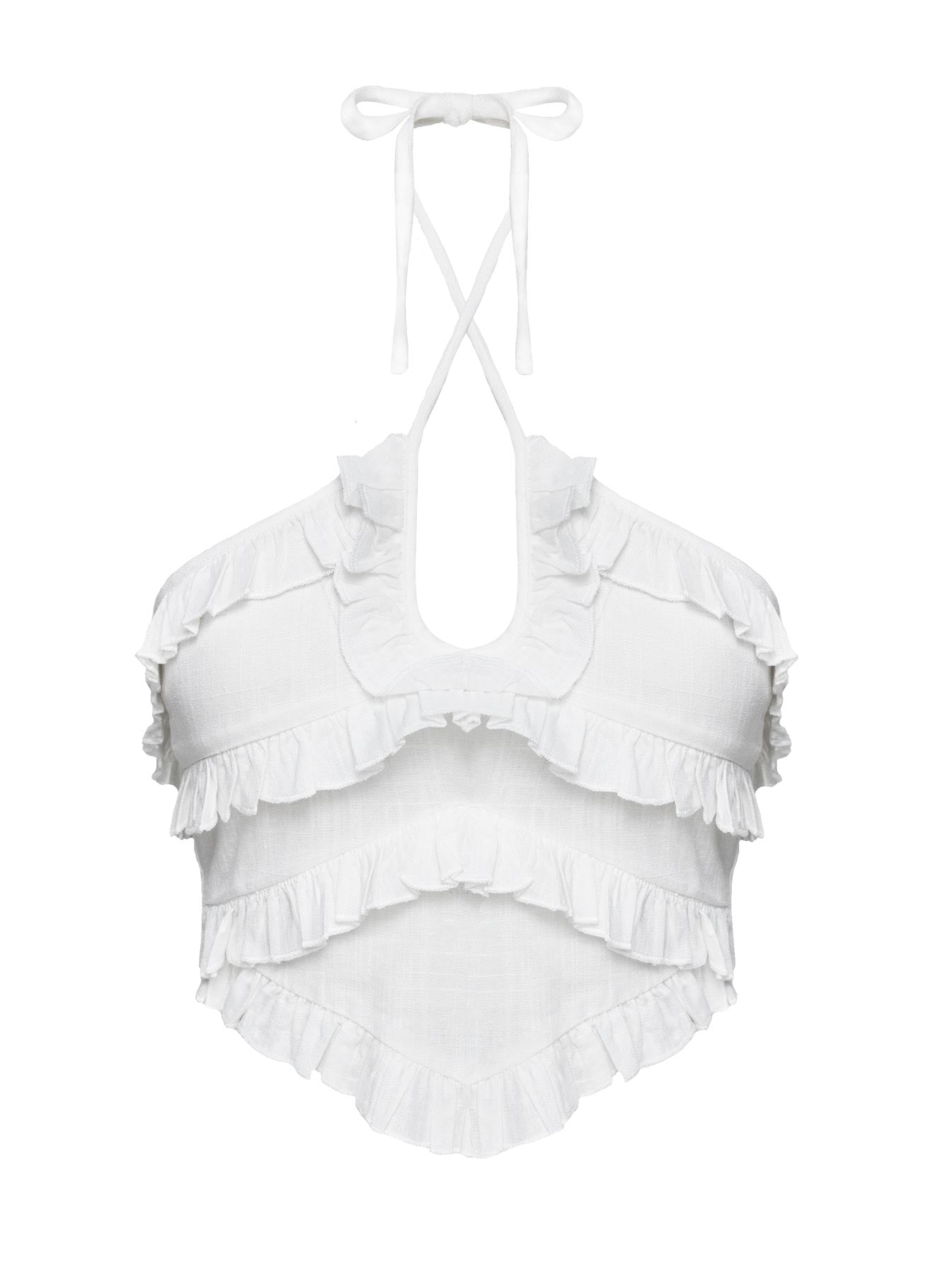 Francesco Frill Halter Top White、mySite、solidvoid