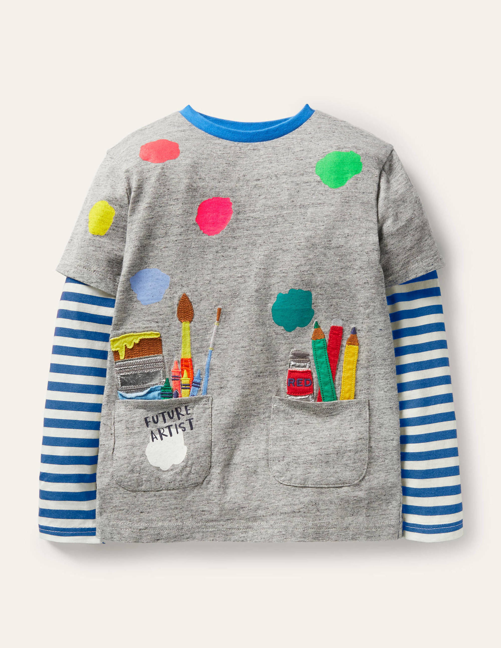  Occupational Appliqu茅 T-shirt-Grey Marl Artist、mySite、ashleygrahame