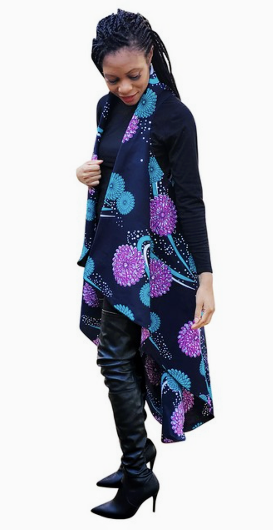 Jamilah African Print Anakara Shawl Vest - DPPS5006、mySite、solidvoid
