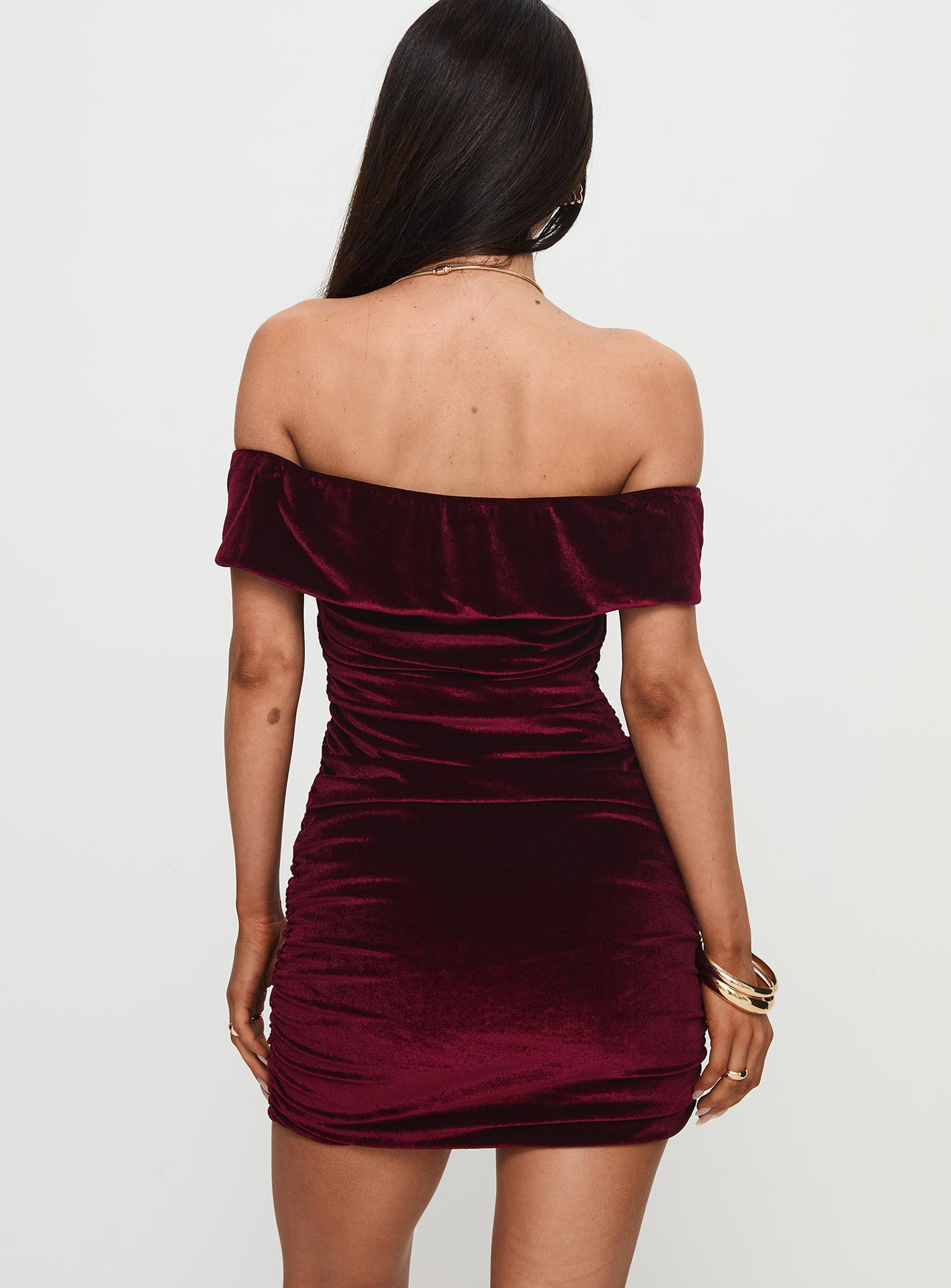 Regency Strapless Velvet Mini Dress Burgundy、mySite、solidvoid