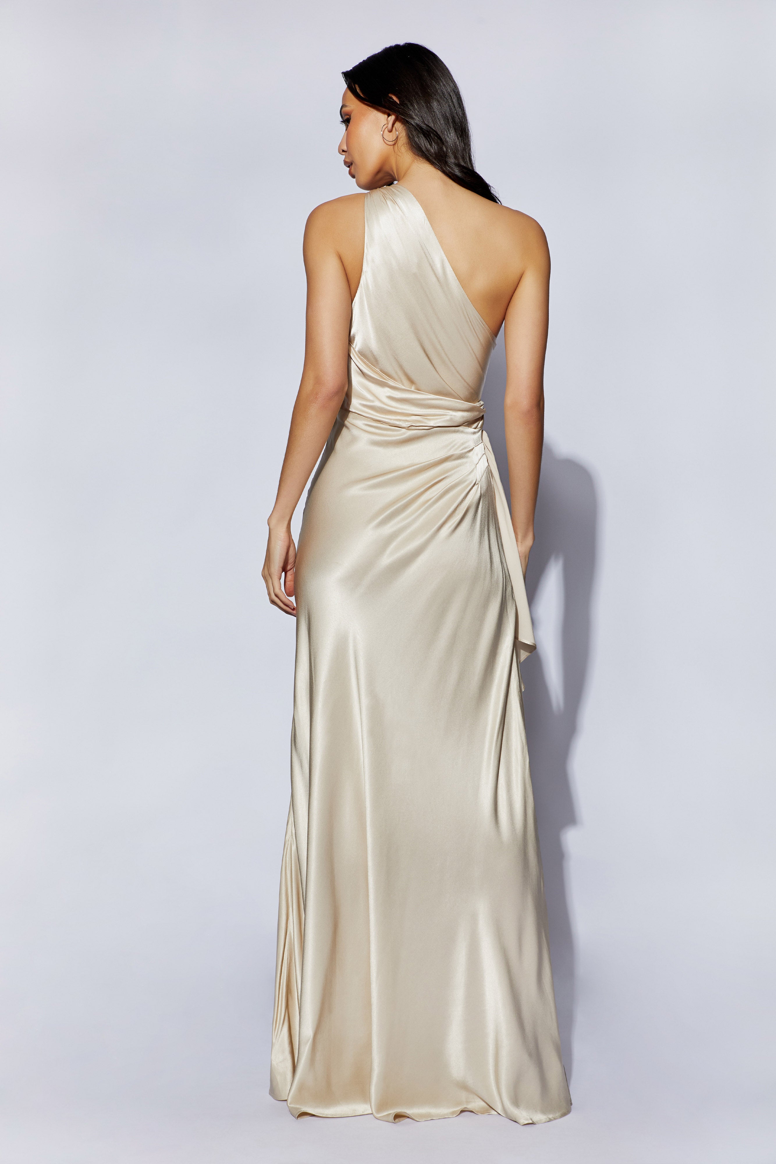 Calliope One Shoulder Maxi Dress - Blush Gold、mySite、solidvoid