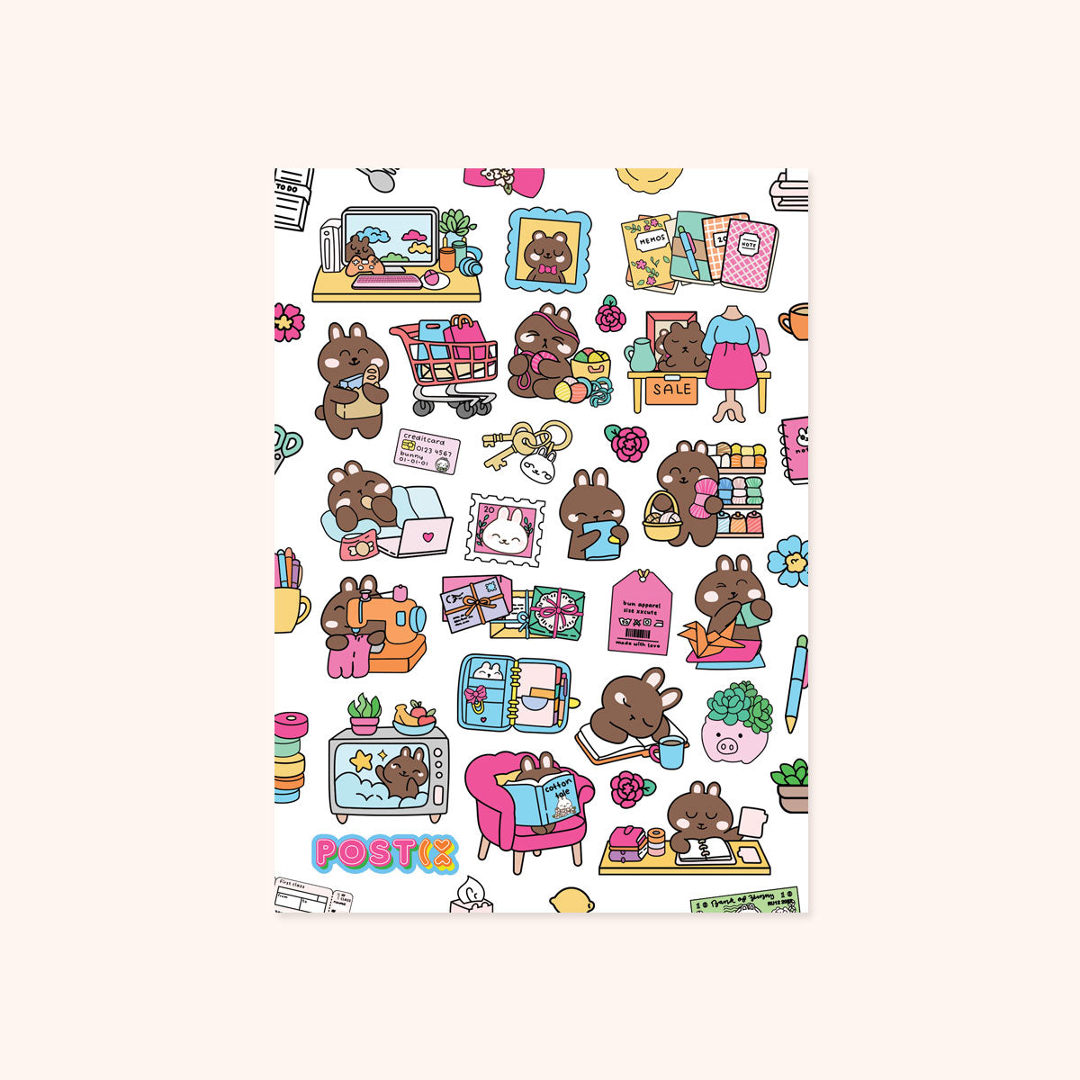  Bunny Business A6 Sticker Sheet、mySite、ghnorth