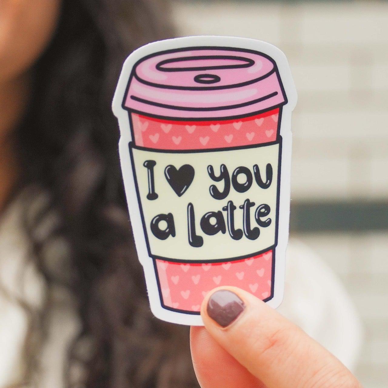  I Love You A Latte Coffee Cup Sticker、mySite、ghnorth