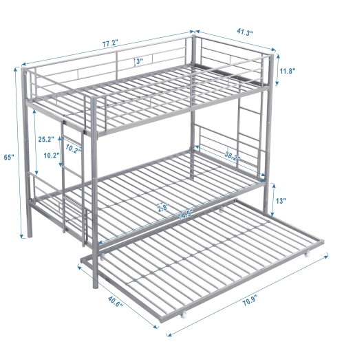 METAL BUNK BED SILVER、、casual