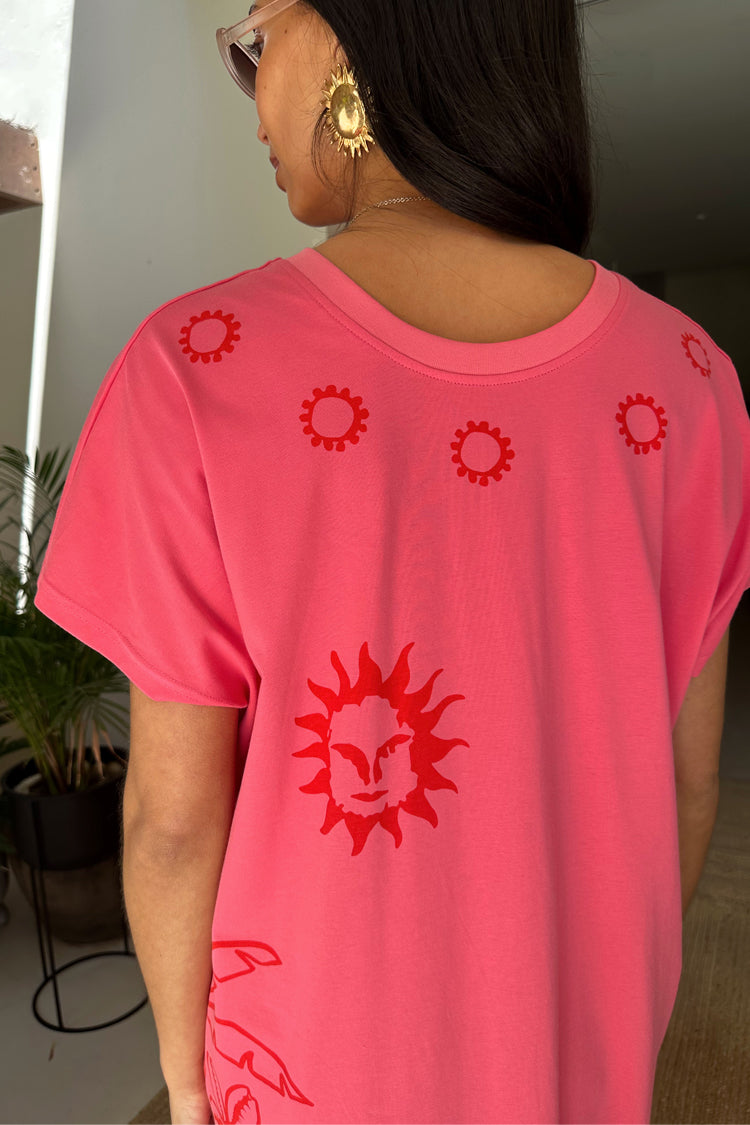 Pink and Red Azura T-Shirt Dress、mySite、solidvoid