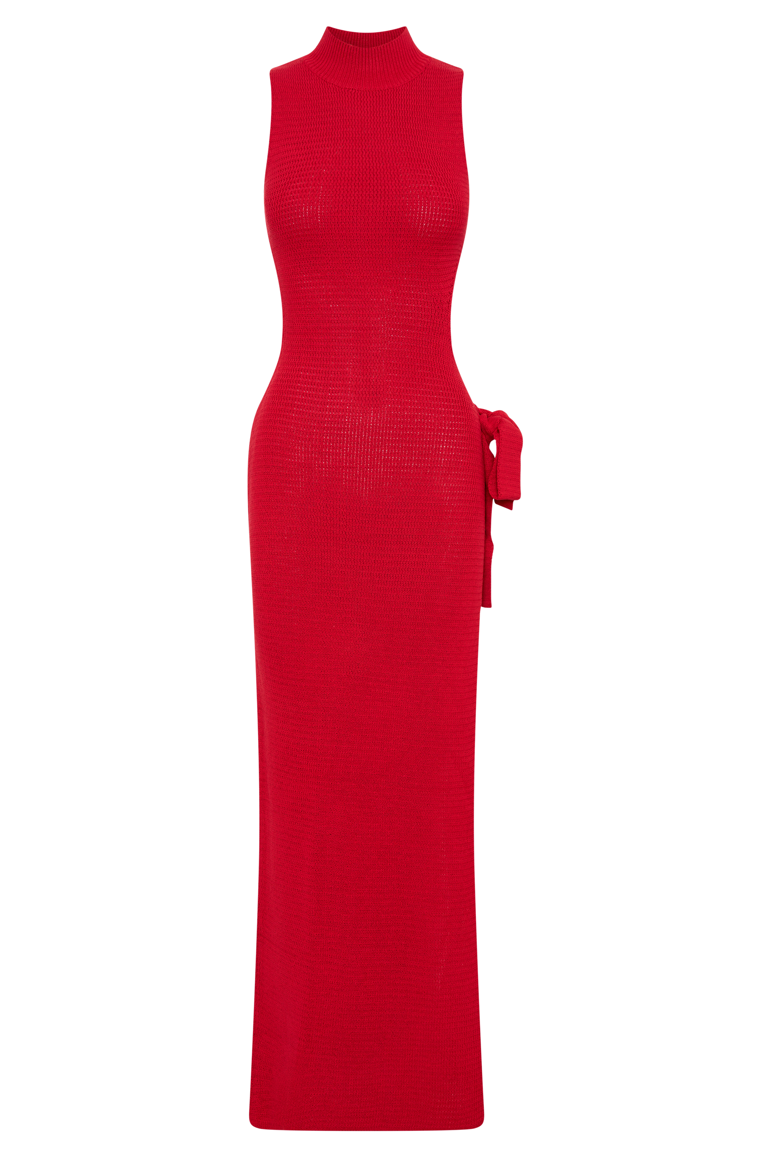 Stephanie Cut Out Knit Maxi Dress - Red、mySite、solidvoid
