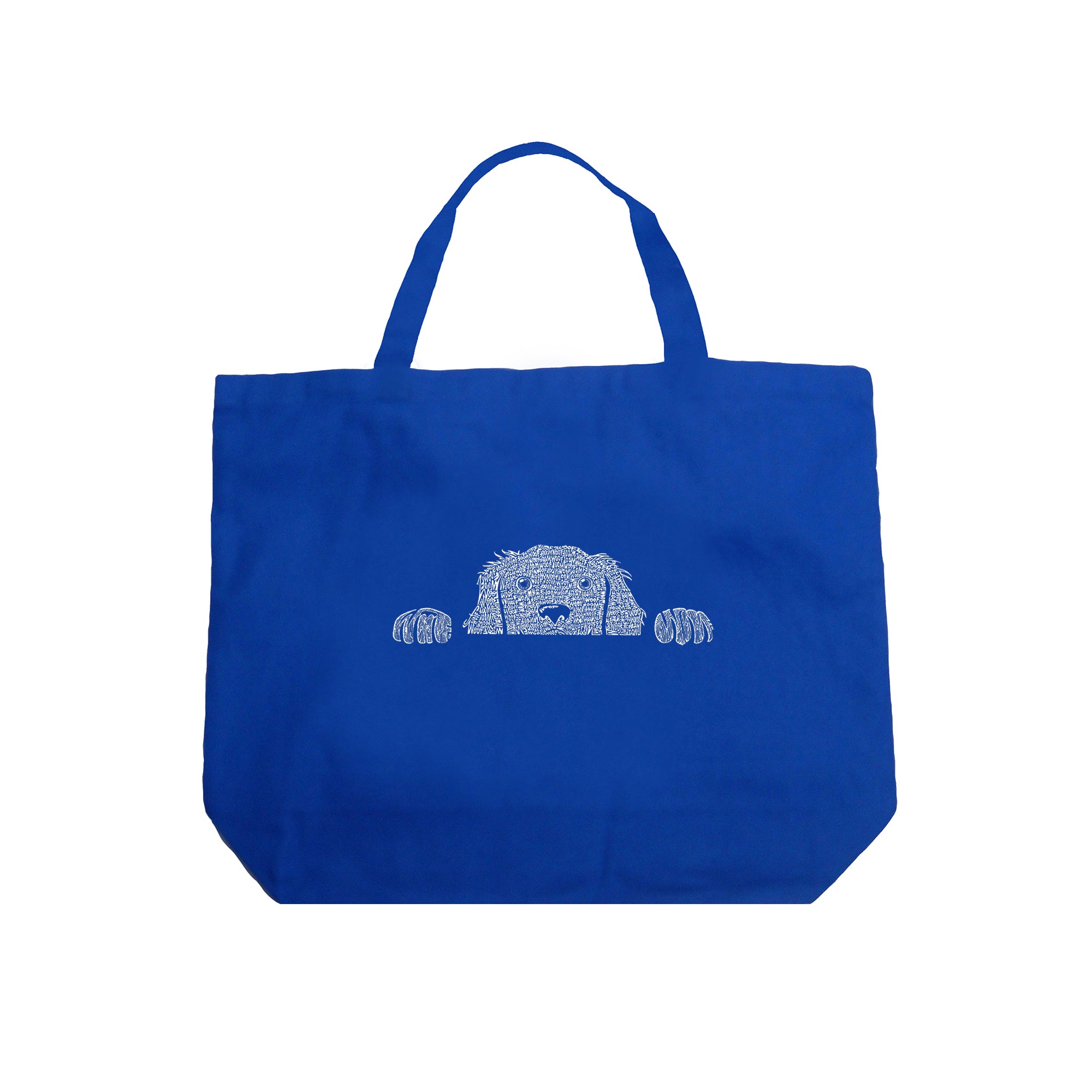 Peeking Dog - Large Word Art Tote Bag、mySite、camillekostekn
