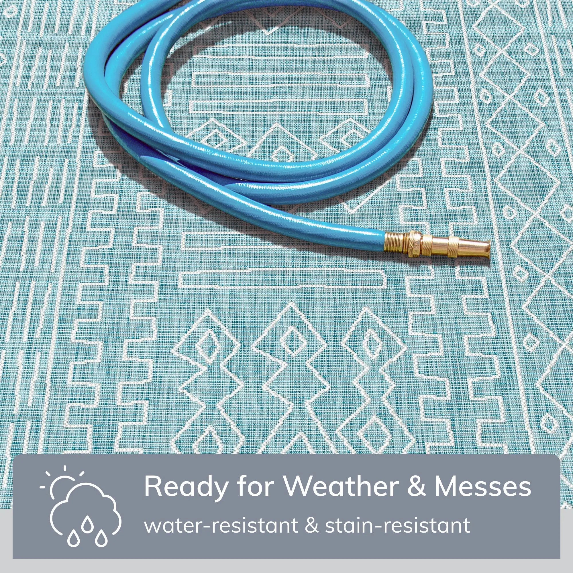 Anza Tribal Geometric Pattern 5'3 x 7'3 Blue Flat-Weave Indoor/Outdoor Rug、mySite、gigharbornorthrealestate