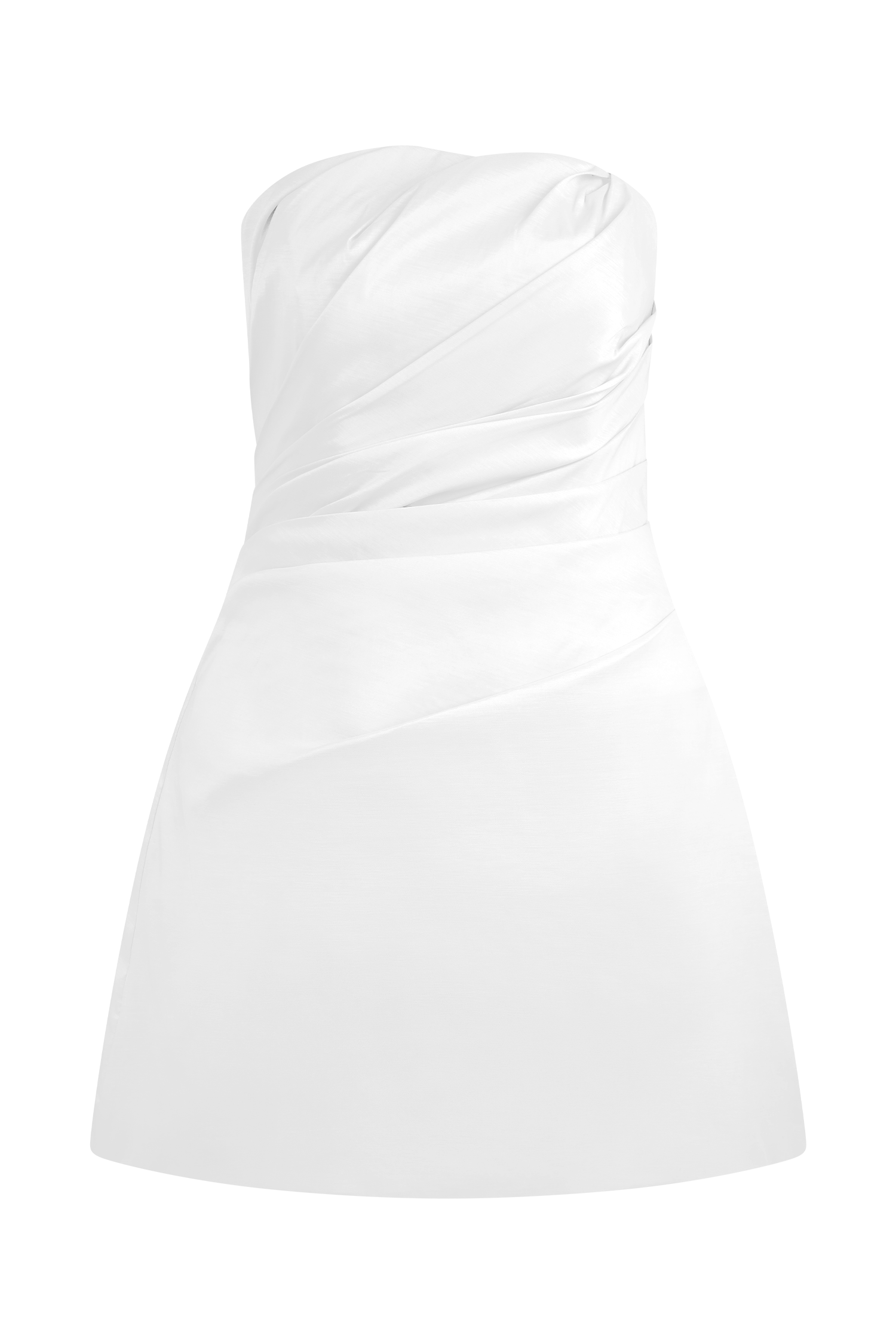 Leslie Gathered Taffeta Mini Dress - White、mySite、solidvoid