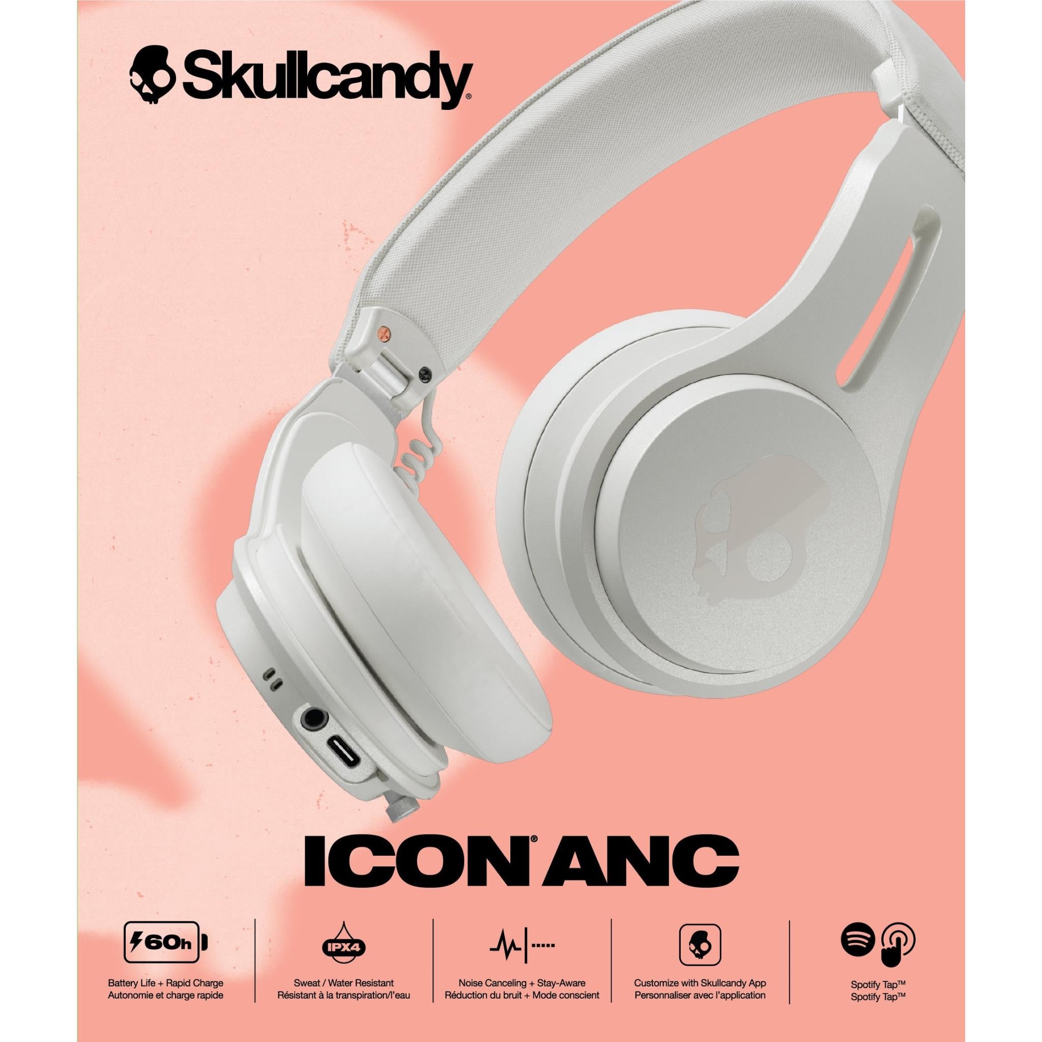 Skullcandy Icon ANC Wireless On-Ear Headphones (Bone Orange)、mySite、camillekostekn