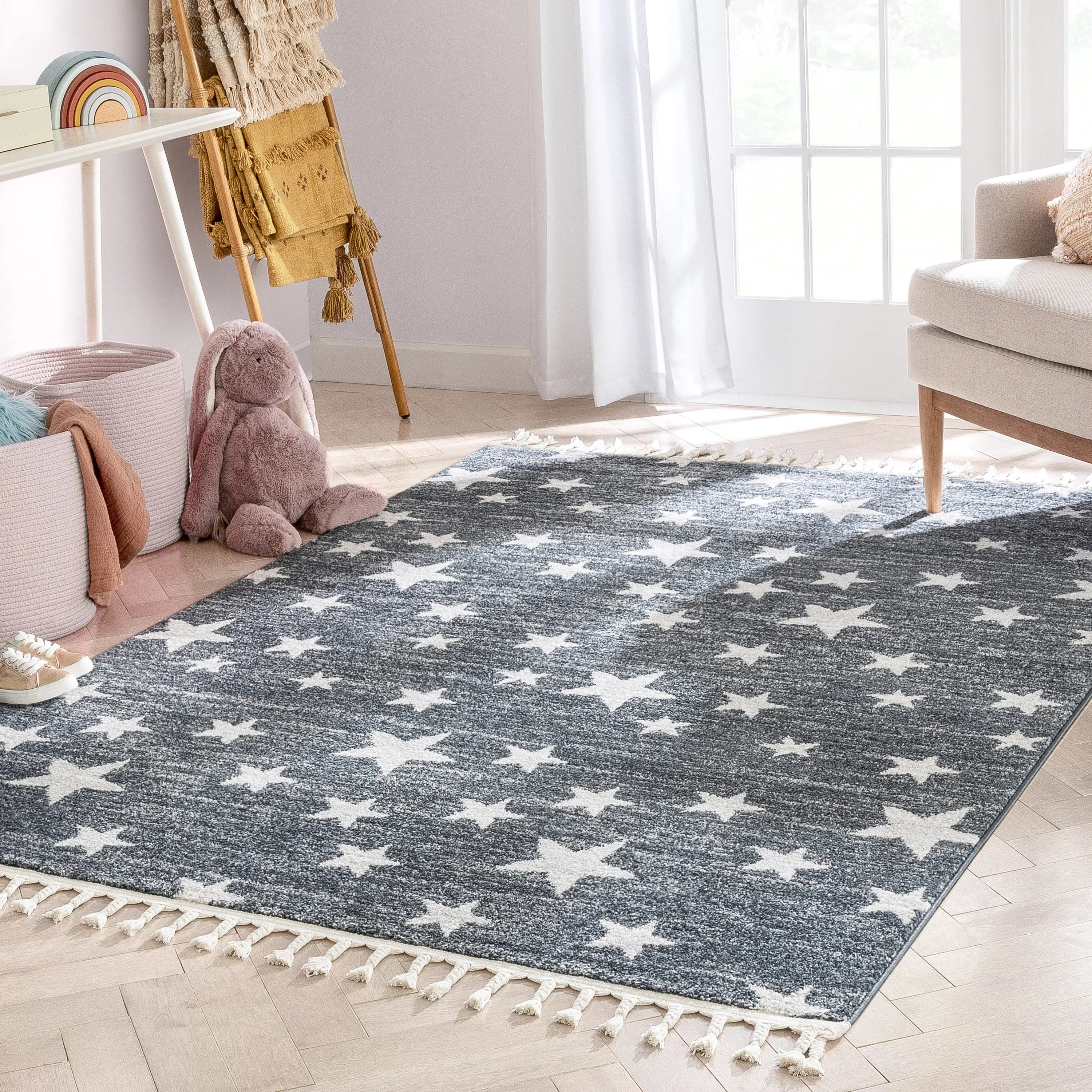 Stars Modern Geometric Grey Kids Rug、mySite、gigharbornorthrealestate