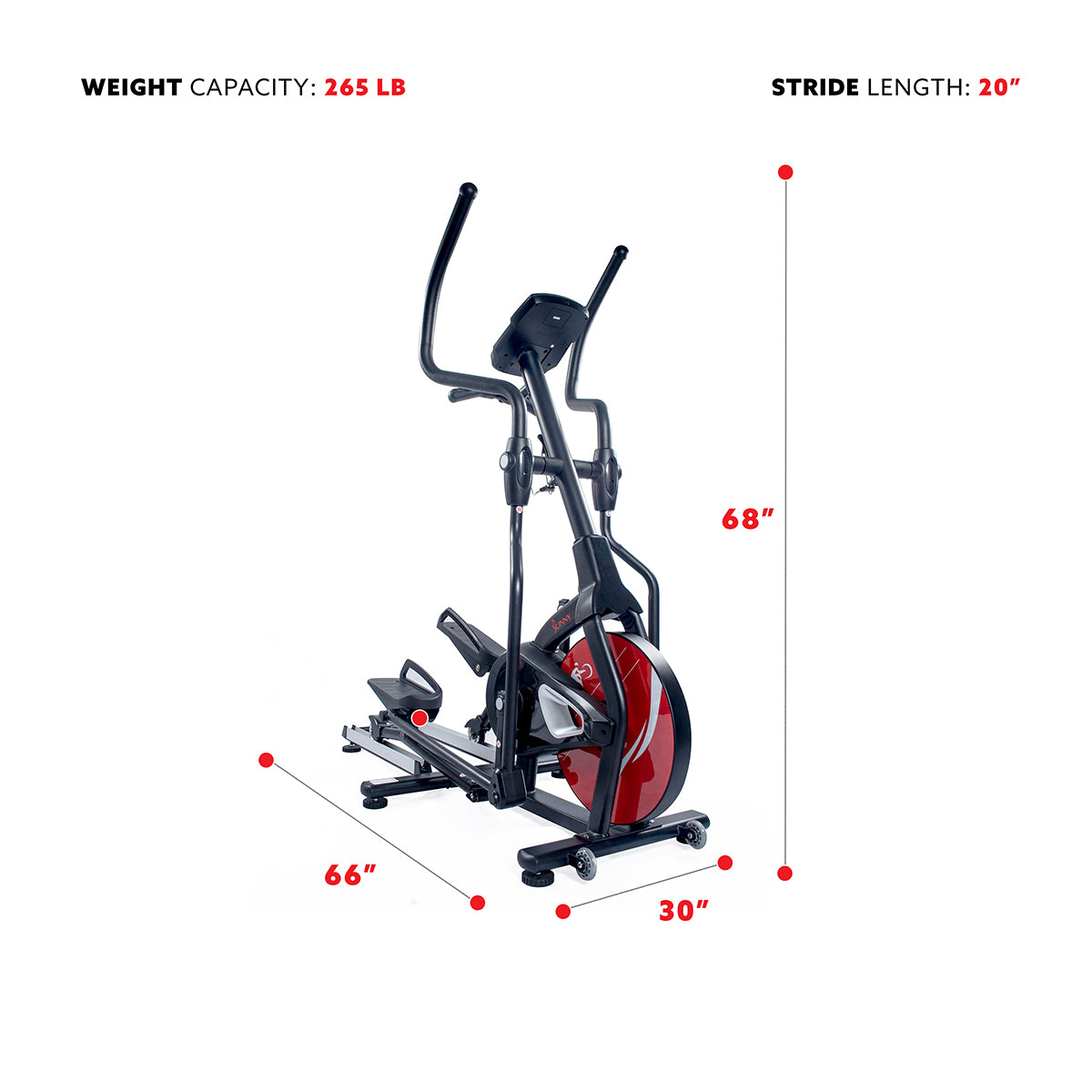  Sunny Strength™ Stride Elliptical Machine Magnetic Fitness w/ Device Holder, LCD Monitor and Heart Rate Monitoring、mySite、ghnorth