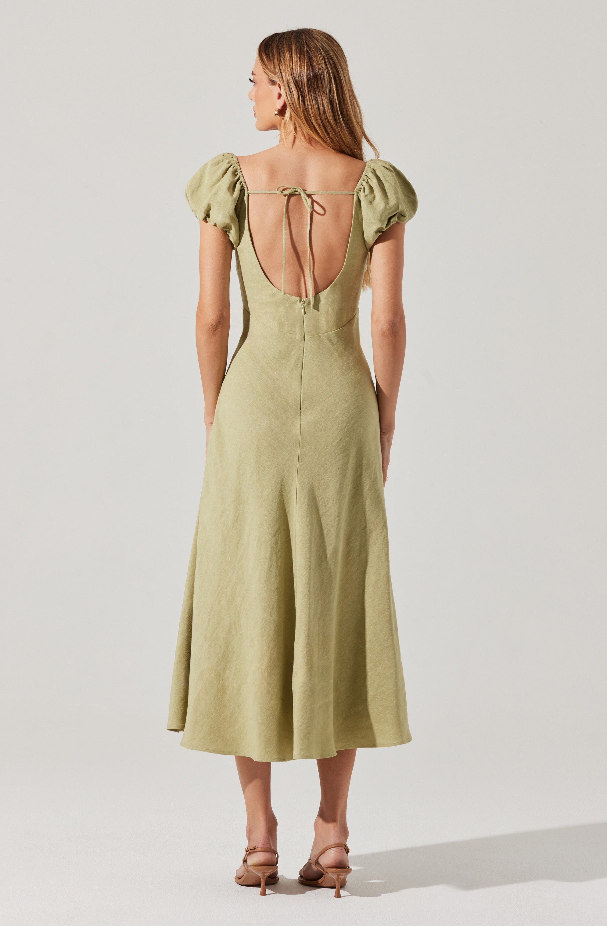 Leocadia Embroidered Puff Sleeve Dress、mySite、solidvoid