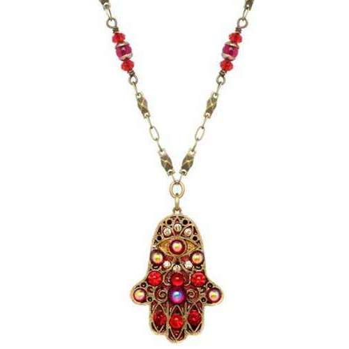 Michal Golan Red and Gold Hamsa Necklace、mySite、topwebapps