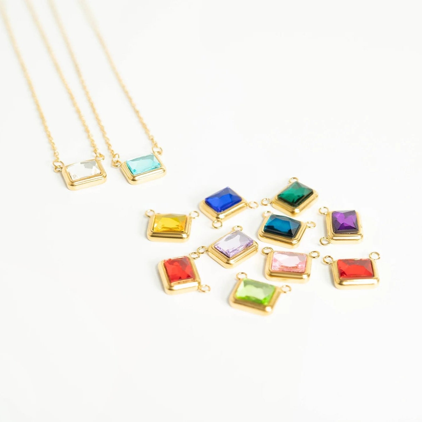 18K Gold PVD Emerald Birthstone Connector Charm 11mm / PDL0261、mySite、dreamappss