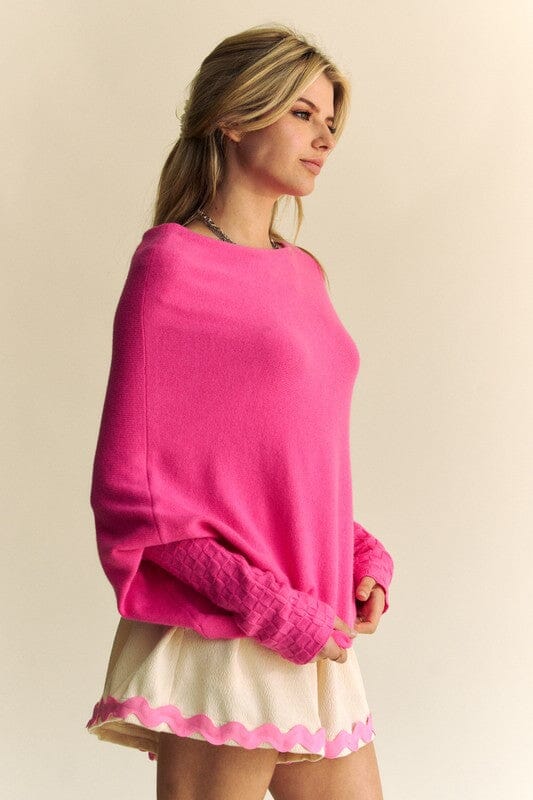 Davi & Dani Solid Color Batwing Sleeve Sweater、mySite、camillekostekn