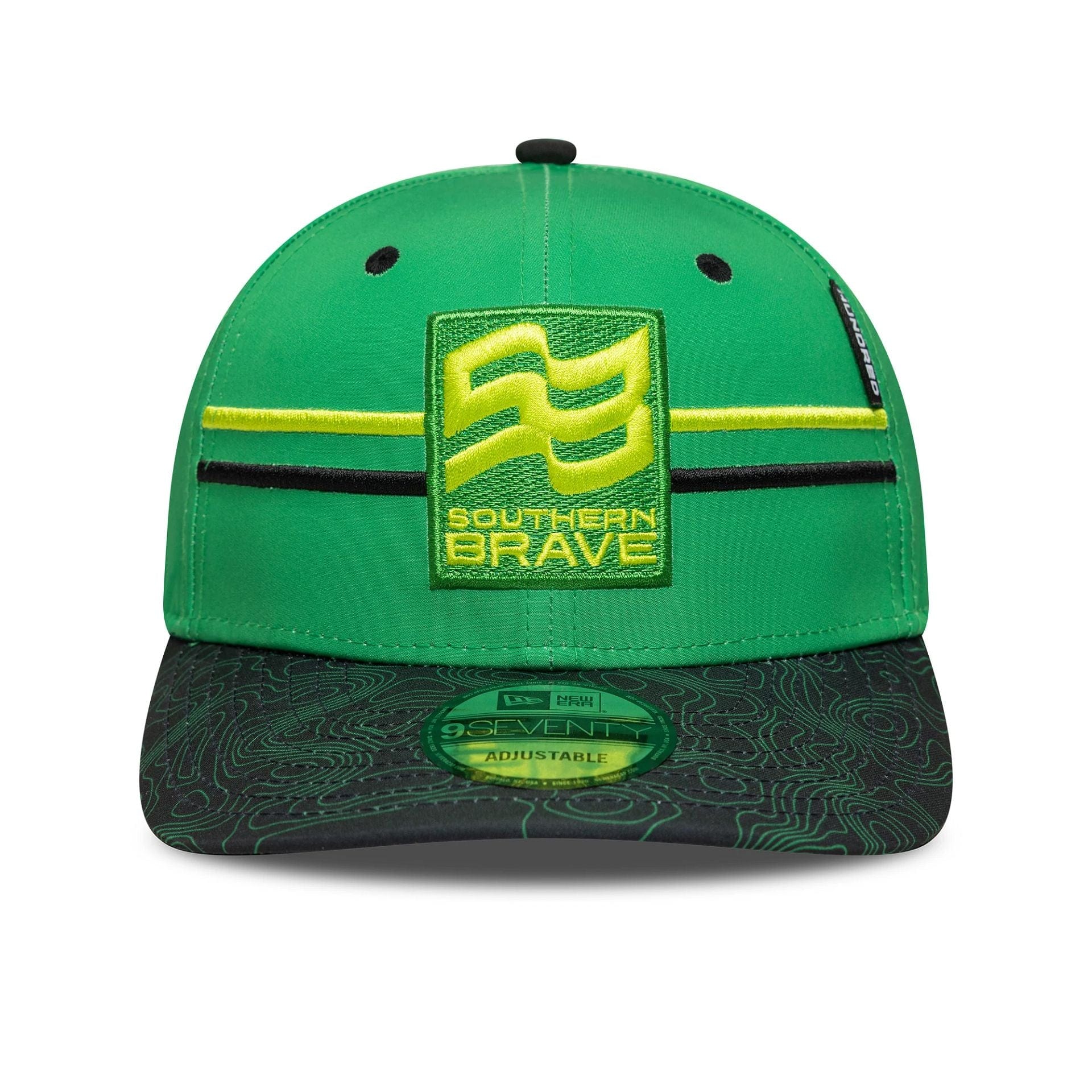 Southern Brave The Hundred 2025 All Over Print Bright Green 9SEVENTY Stretch Snap Adjustable Cap、mySite、vikingsvslions