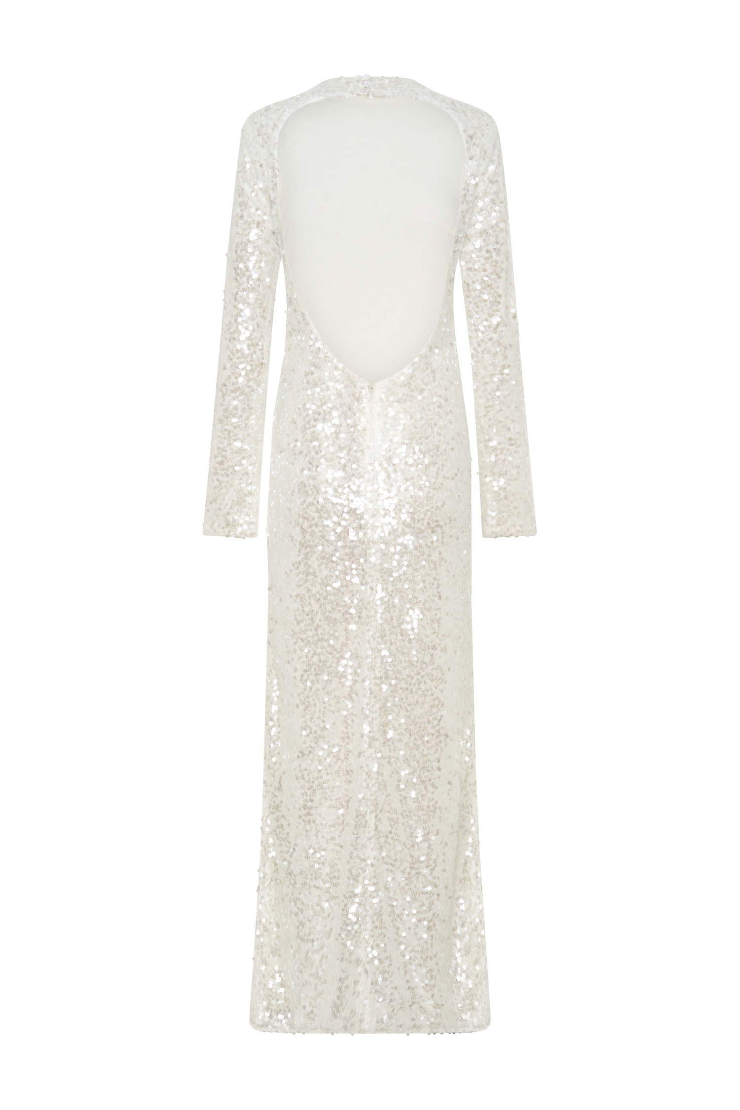 Sofia Long Sleeve Sequin Maxi Dress - White、mySite、solidvoid