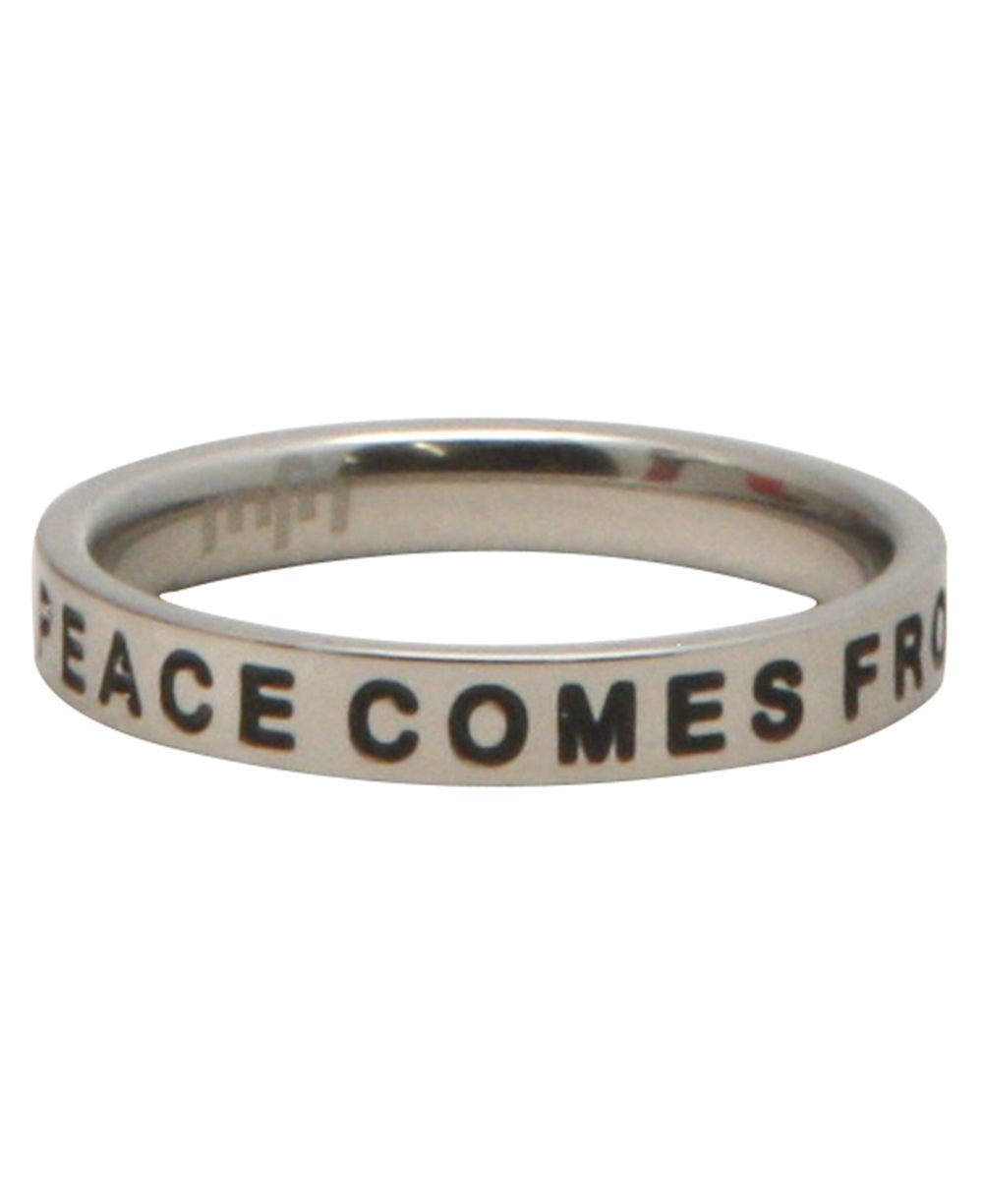Inspirational Inscribed Ring, Peace Comes From Within、mySite、topwebapps