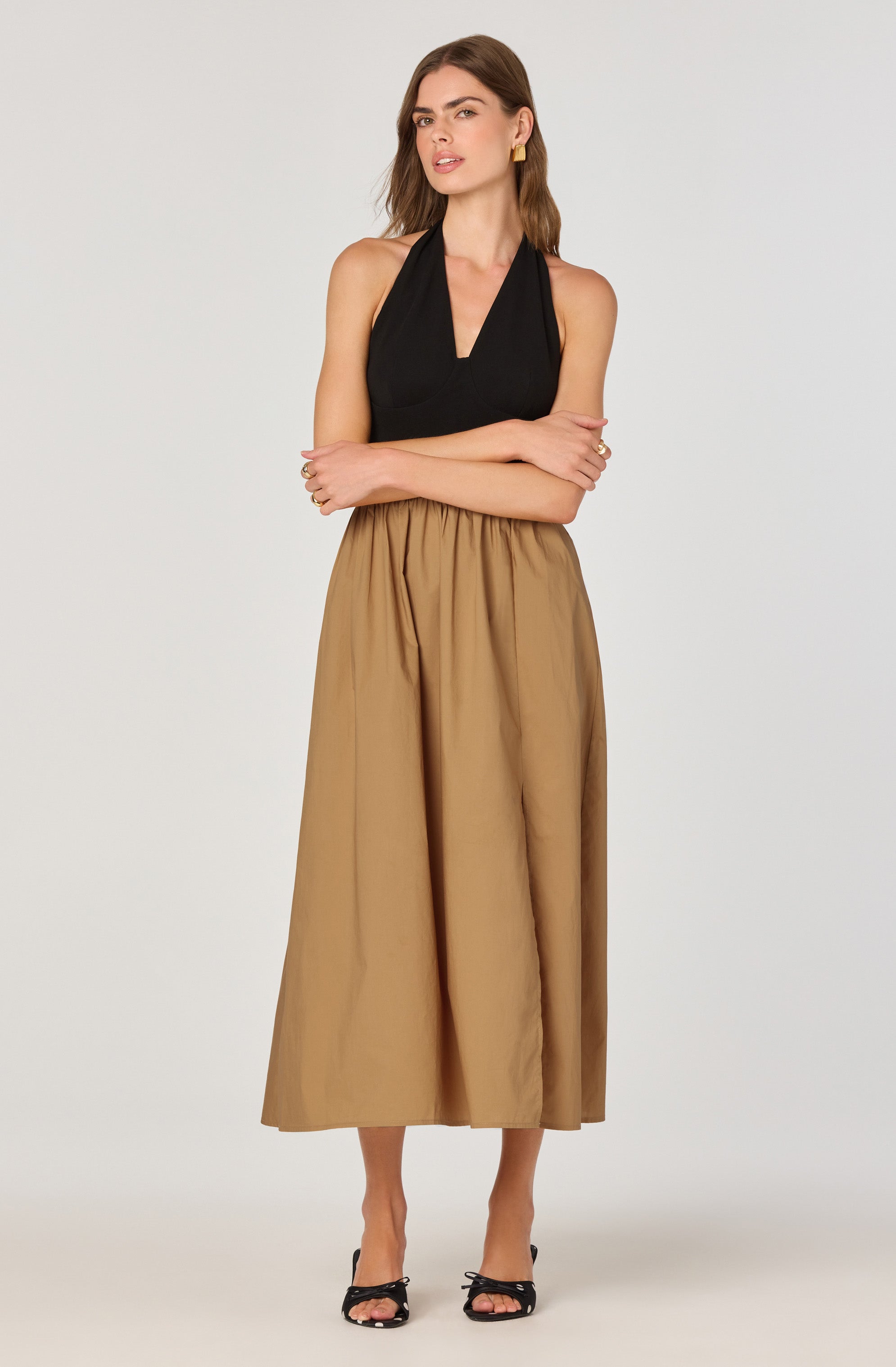 Mixed Media Halter Midi Dress、mySite、solidvoid