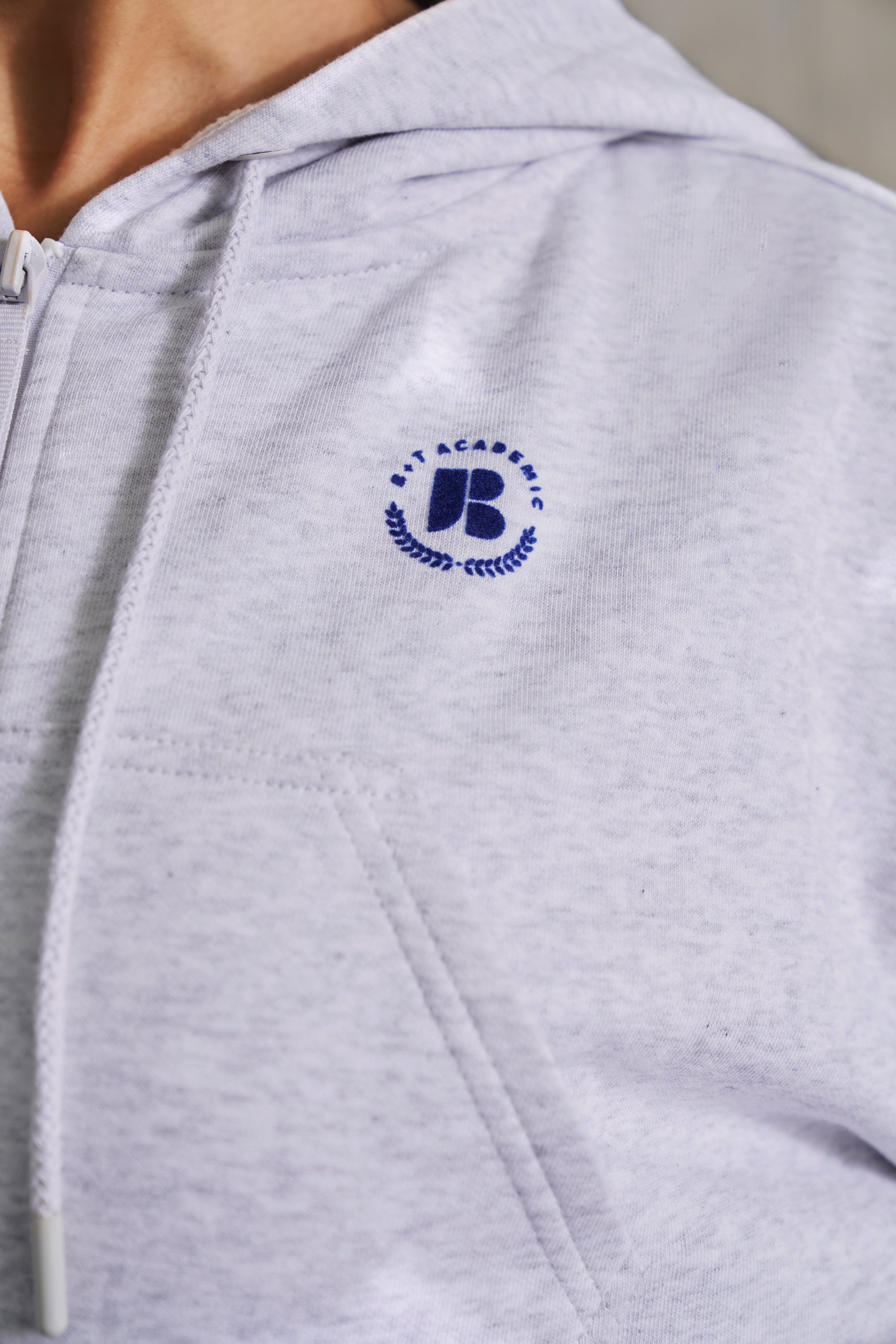 Waffle Lined Cropped Zip Up Hooded Jacket in Heather Grey、mySite、solidvoid