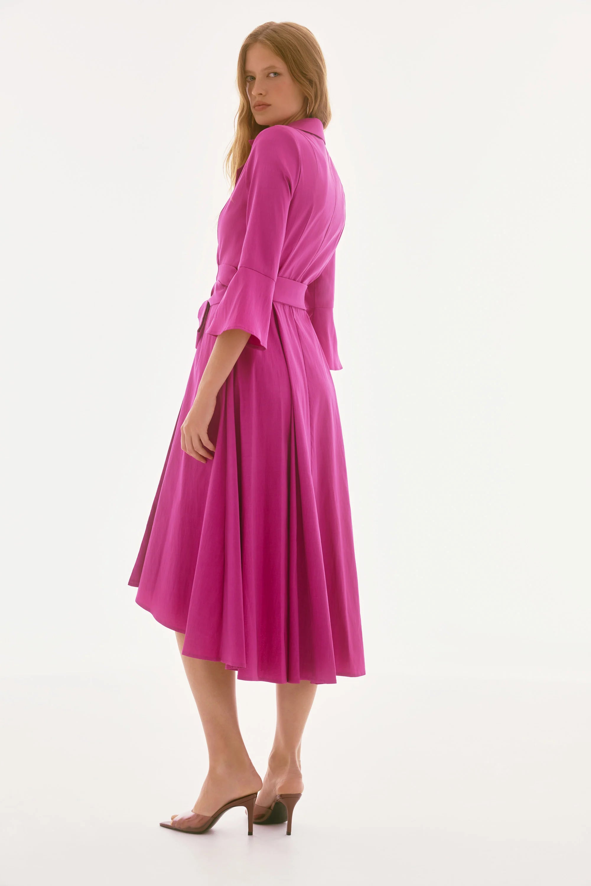 Joseph Ribkoff Stretch Taffeta High Low Wrap Dress, Magenta、mySite、noshort