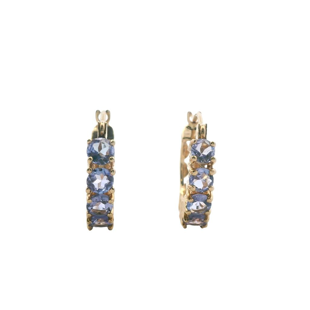 Estate 14K Yellow Gold 1.32ctw Tanzanite Hoop Earrings、mySite、botmansion