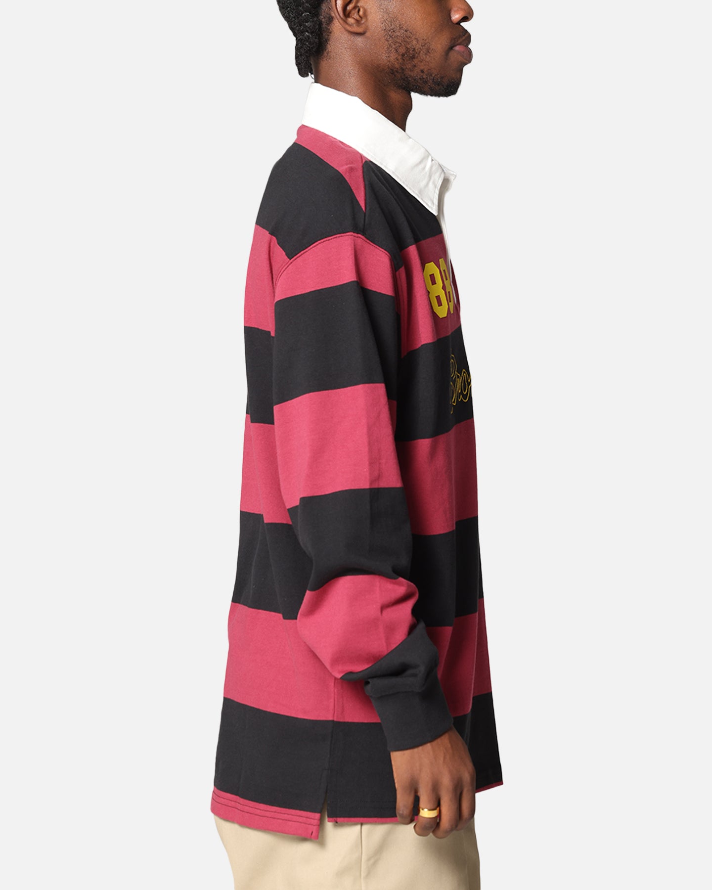 Bleacher Athletic Brisbane Broncos NRL Stripe Rugby Polo Shirt Official Team Colour、mySite、zt4zffjzw