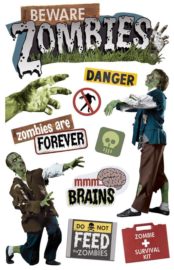  Scrapbook Stickers - 3D Beware Zombies、mySite、ghnorth