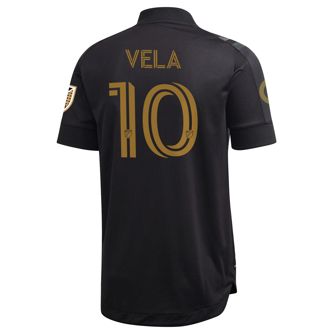 adidas Men's Carlos Vela LAFC 2020 Authentic Home Jersey Black/Gold、mySite、noshort