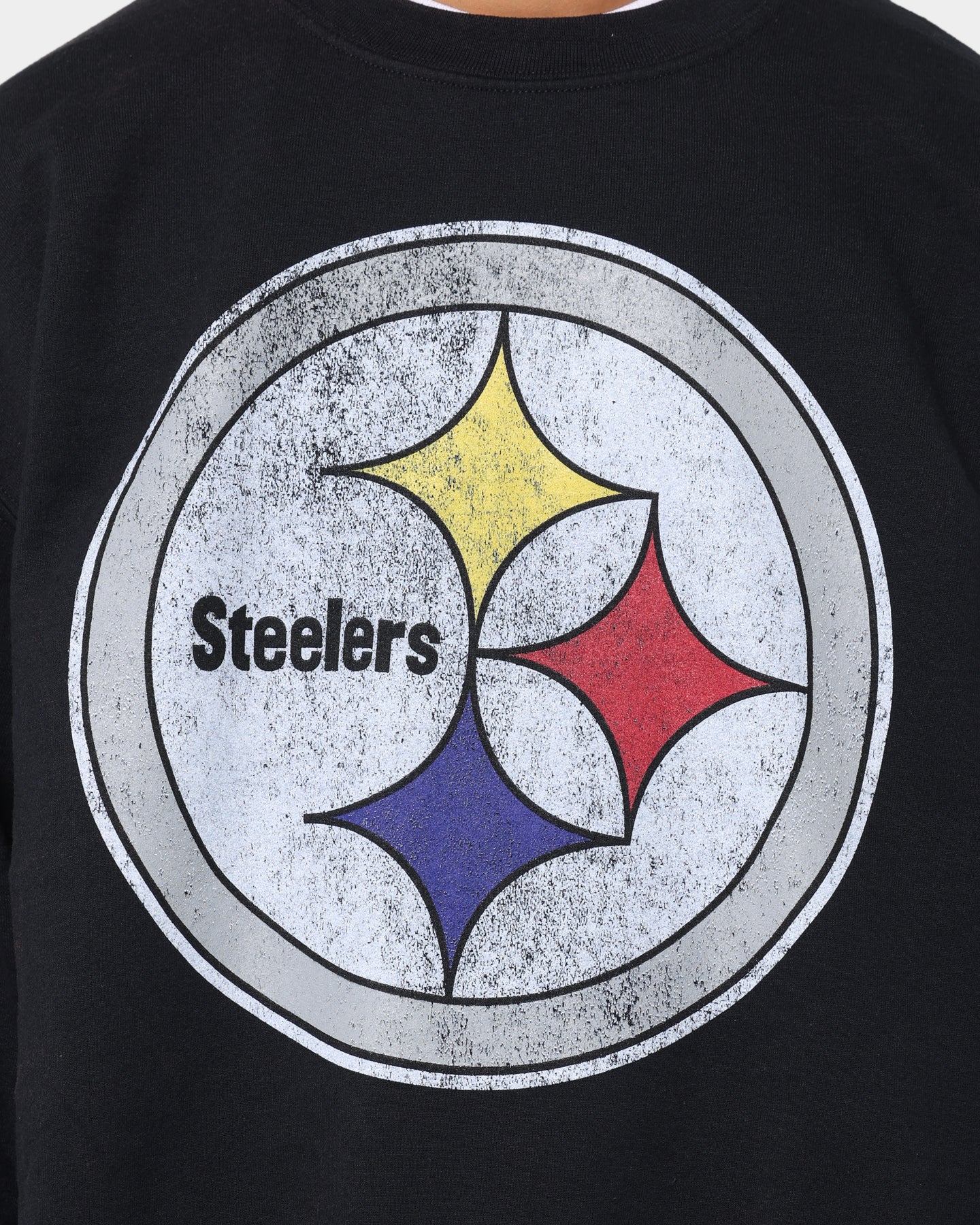Mitchell and Ness Oversized Extra Large Print Steelers Crewneck Vintage Black、mySite、zt4zffjzw