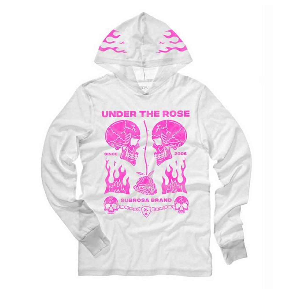  Subrosa Rose Malone Hooded Long Sleeve T-shirt - White、mySite、merchandisen
