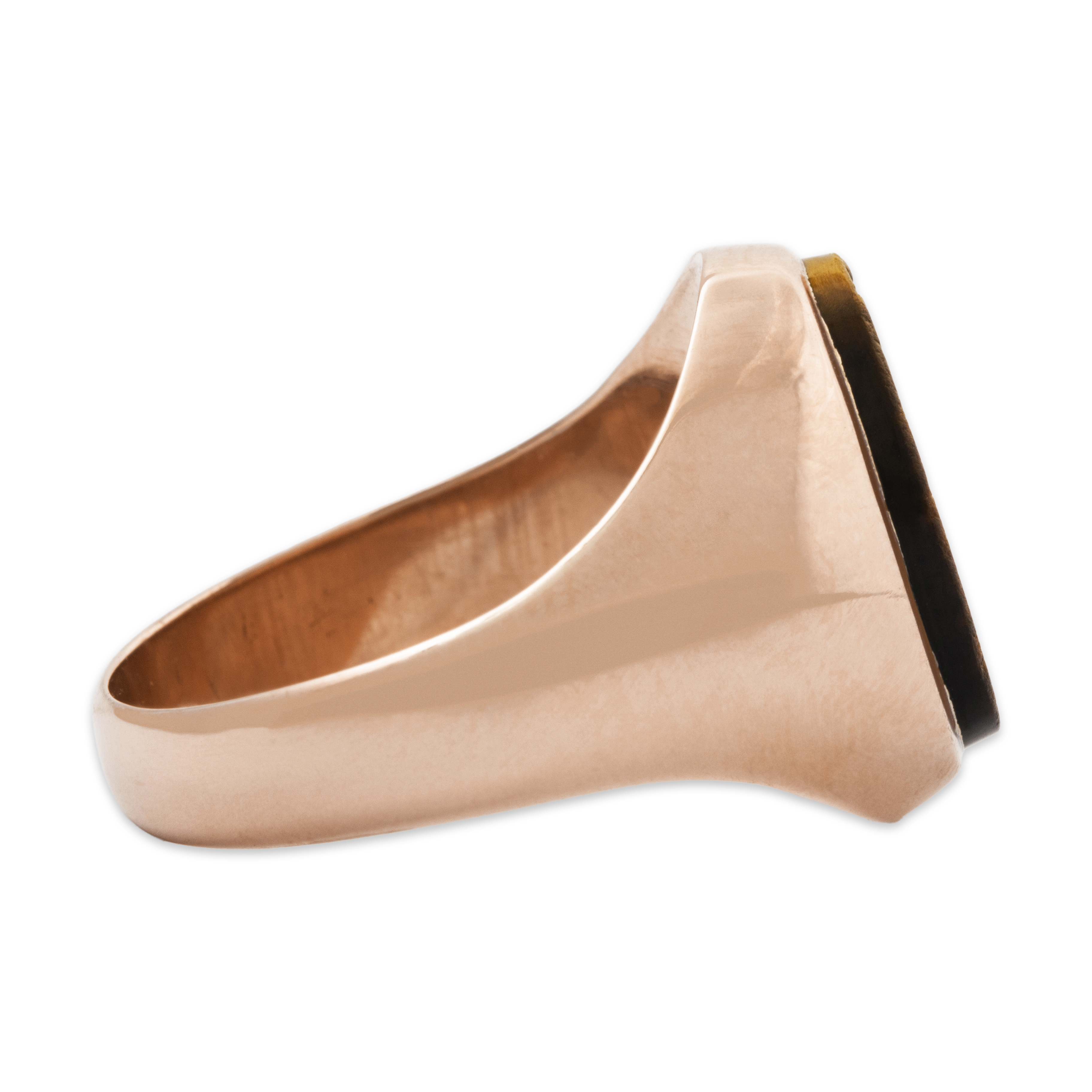 Antique 10k Rosy Yellow Gold 2.98ct Carved Tiger's Eye Signet Ring 8.25、mySite、hinf8tx79