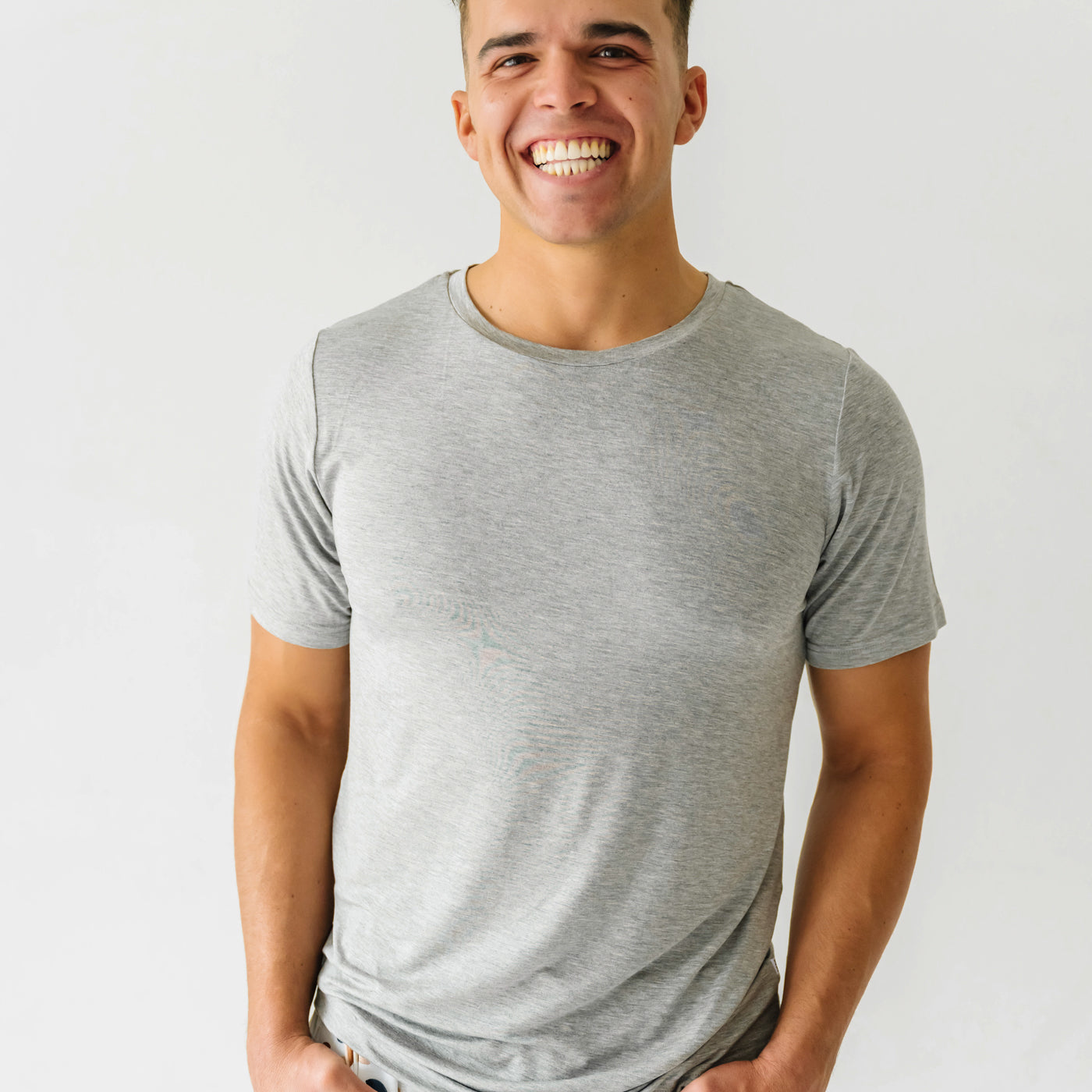 Heather Gray Men's Short Sleeve Pajama Top、mySite、g9winljtr