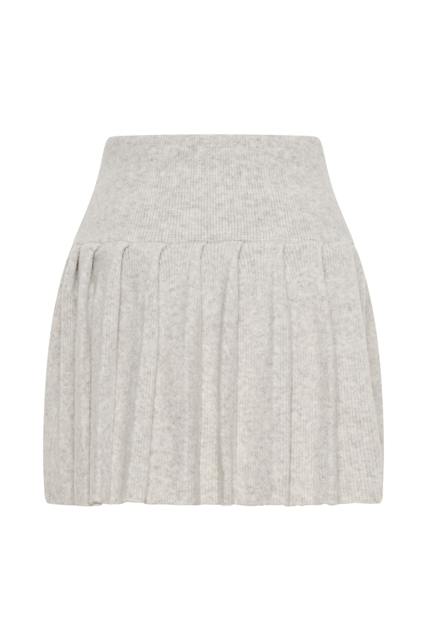 Dionne Pleated Knit Mini Skirt - Heather Grey Marle、mySite、solidvoid