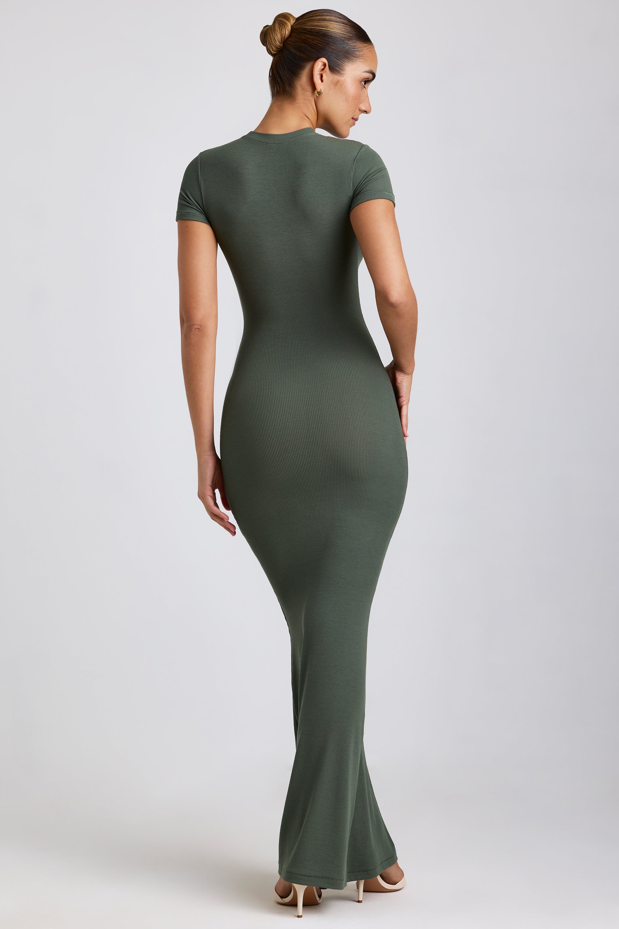 Ribbed Modal Maxi Dress in Khaki Green、mySite、solidvoid